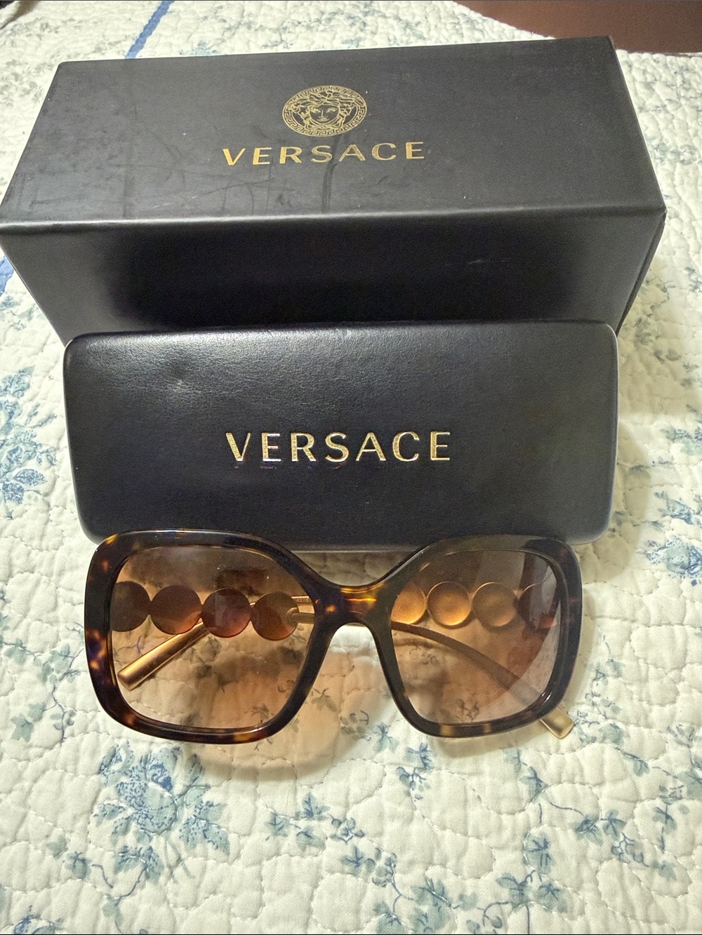 Versace Tortoiseshell Sunglasses with Brown Gradient Lenses